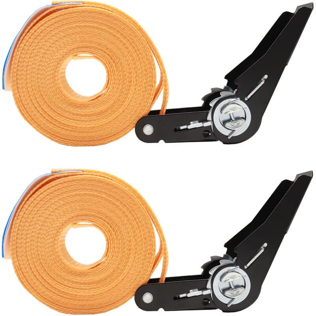TRUTZHOLM 2x Spanngurt mit Ratsche 6m Einteilig 800kg 0,8t Orange