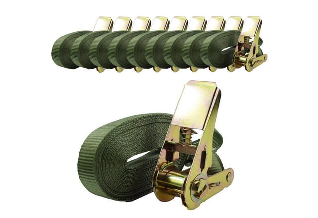 TRUTZHOLM 10x Profi Ratschen Spanngurt 1 Teilig 6m 0,8t 800 kg TÜV GS Oliv