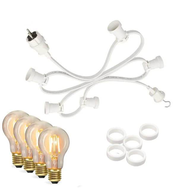 Satisfire Illu- Partylichterkette 5m Weiß Außen Terrasse Garten 10 Dimmbare Filament LED