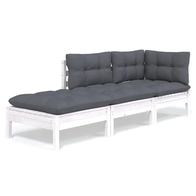 vidaXL 3-Tlg Garten-Lounge-Set mit Kissen Massivholz Kiefer 3096281