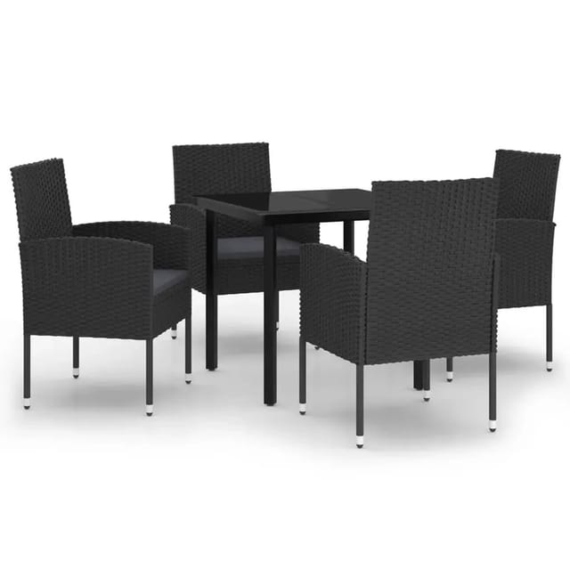 vidaXL 5-Tlg Garten-Essgruppe Schwarz 3099614