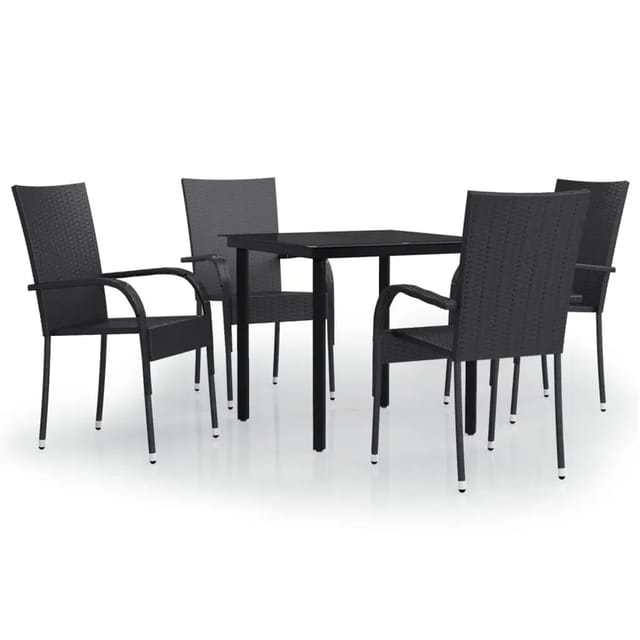 vidaXL 5-Tlg Garten-Essgruppe Schwarz 3099378