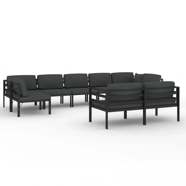 vidaXL 9-Tlg Garten-Lounge-Set mit Kissen Aluminium Anthrazit 3107818