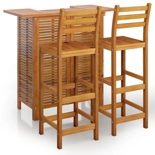vidaXL 3-Tlg Gartenbar-Set Massivholz Akazie 3115998