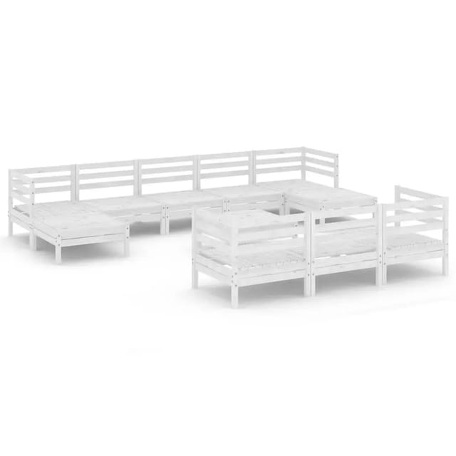 vidaXL 11-Tlg Garten-Lounge-Set Weiß Massivholz Kiefer 3083390