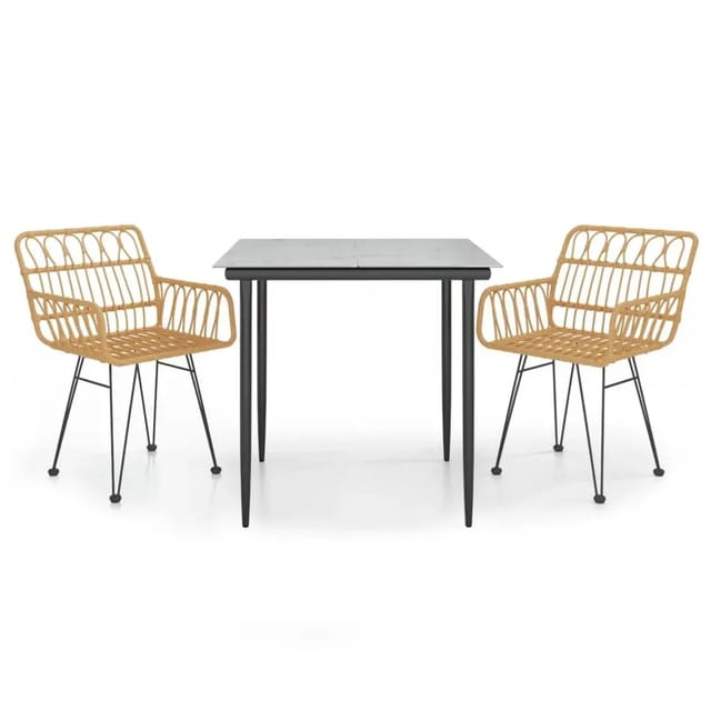 vidaXL 3-Tlg Garten-Essgruppe Poly Rattan 3157845
