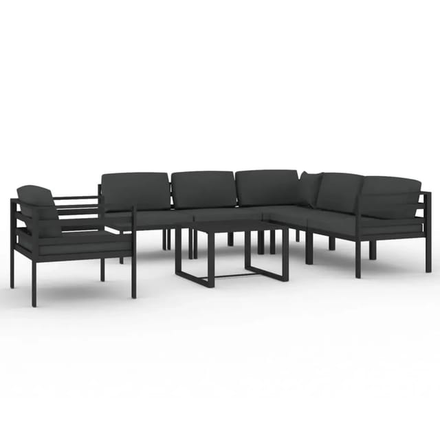 vidaXL 7-Tlg Garten-Lounge-Set mit Kissen Aluminium Anthrazit 3107795
