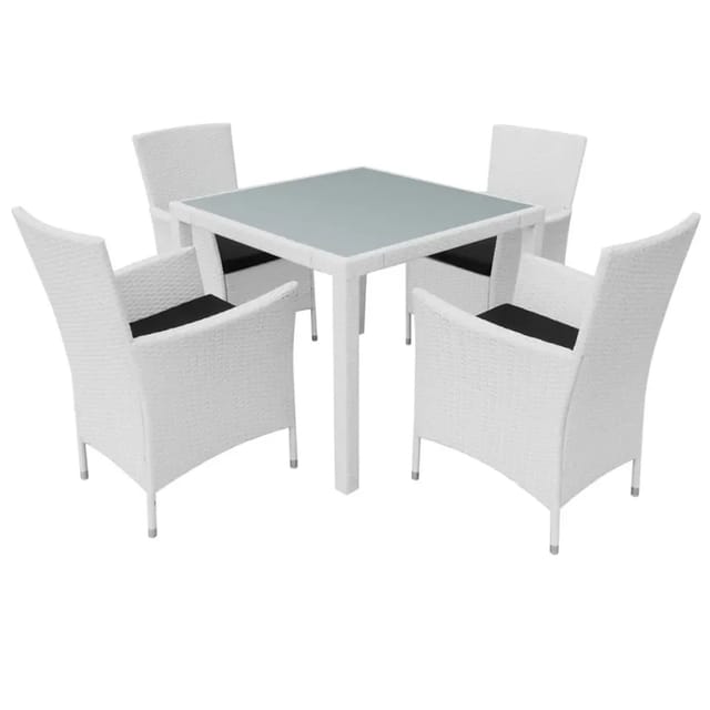 vidaXL 5-Tlg Garten-Essgruppe Poly Rattan Cremeweiß 42502