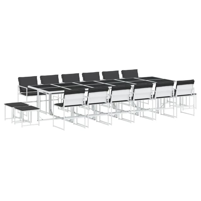 vidaXL 17-Tlg Garten-Essgruppe mit Kissen Weiß Textilene 3295117