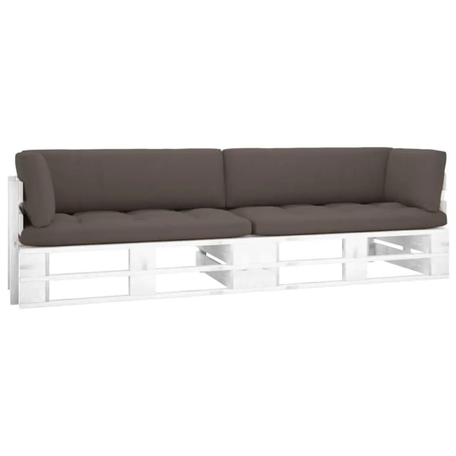 vidaXL 2-Sitzer-Palettensofa Weiß Imprägniertes Kiefernholz 3066645
