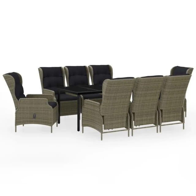 vidaXL 9-Tlg Garten-Essgruppe Braun 3099654