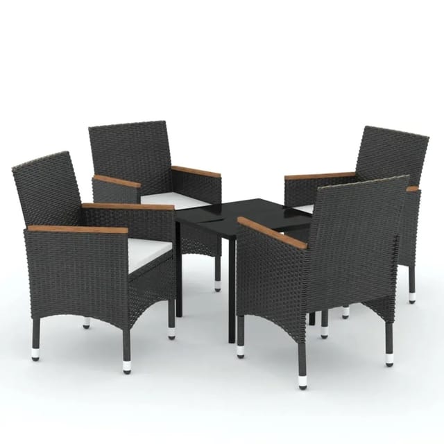 vidaXL 5-Tlg Garten-Essgruppe mit Kissen Schwarz 3099330