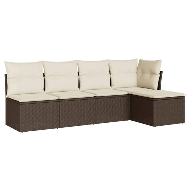 vidaXL 5-Tlg Garten-Sofagarnitur mit Kissen Braun Poly Rattan 3217523