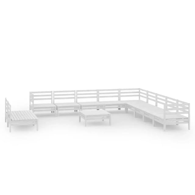 vidaXL 12-Tlg Garten-Lounge-Set Massivholz Kiefer Weiß 3083150