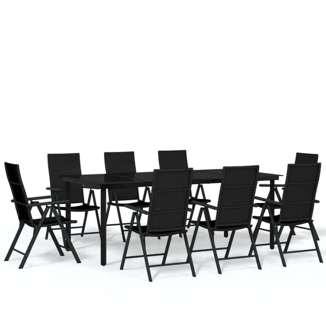 vidaXL 9-Tlg Garten-Essgruppe Schwarz 3099106