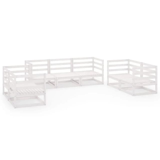 vidaXL 7-Tlg Garten-Lounge-Set Weiß Massivholz Kiefer 3075450