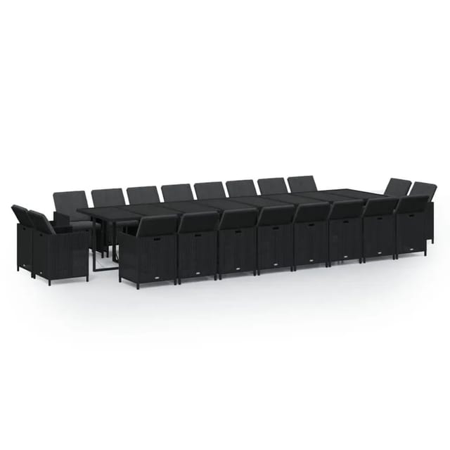 vidaXL 21-Tlg Garten-Essgruppe mit Kissen Poly Rattan Schwarz 3095668
