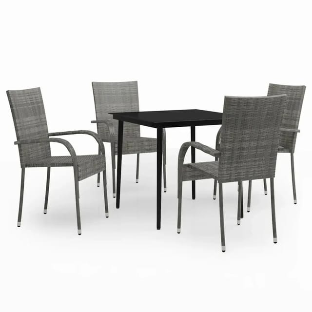 vidaXL 5-Tlg Garten-Essgruppe Grau und Schwarz 3099408