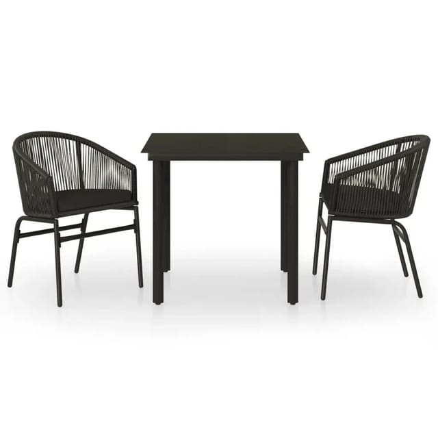 vidaXL 3-Tlg Garten-Essgruppe Schwarz 3099221