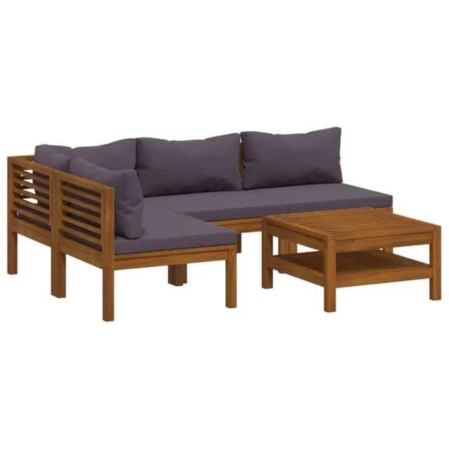vidaXL 5-Tlg Garten-Lounge-Set mit Auflage Massivholz Akazie 3086919