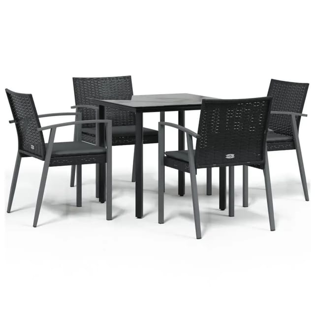 vidaXL 5-Tlg Garten-Essgruppe mit Kissen Poly Rattan und Stahl 3186988