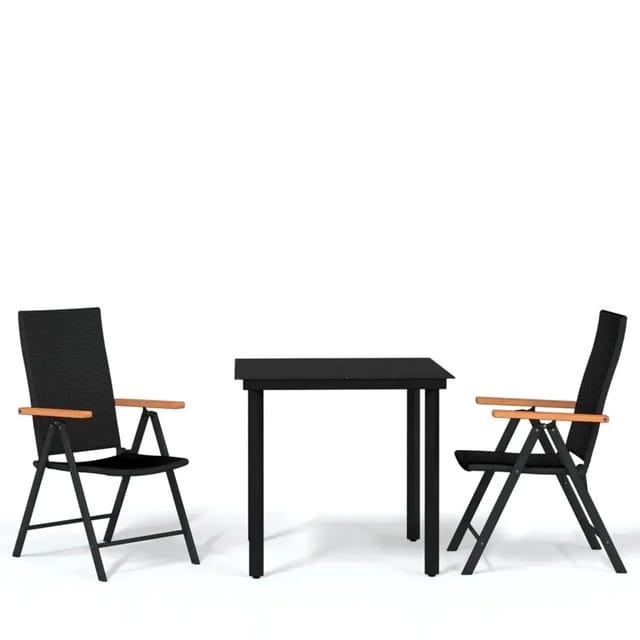 vidaXL 3-Tlg Garten-Essgruppe Schwarz 3099113