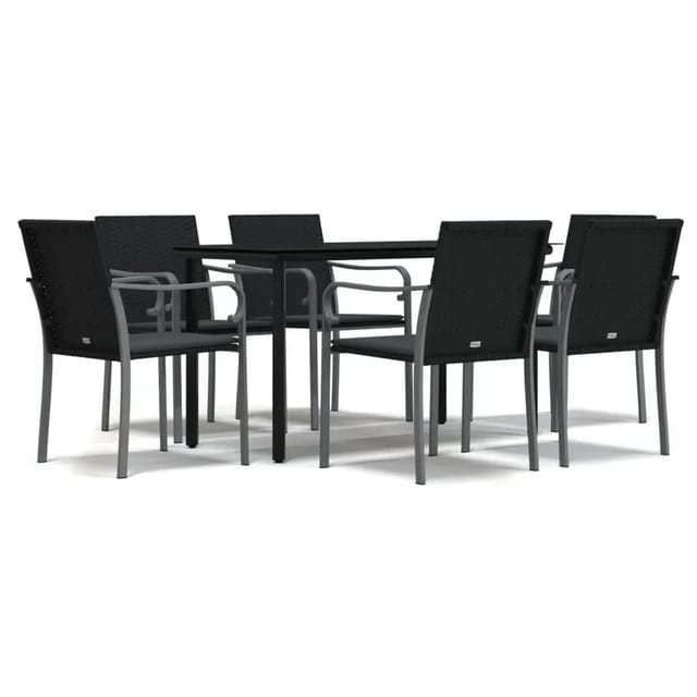 vidaXL 7-Tlg Garten-Essgruppe mit Kissen Poly Rattan und Stahl 3186960