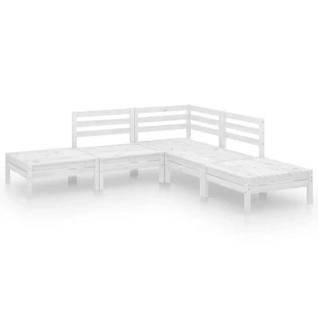 vidaXL 5-Tlg Garten-Lounge-Set Massivholz Kiefer Weiß 3082638