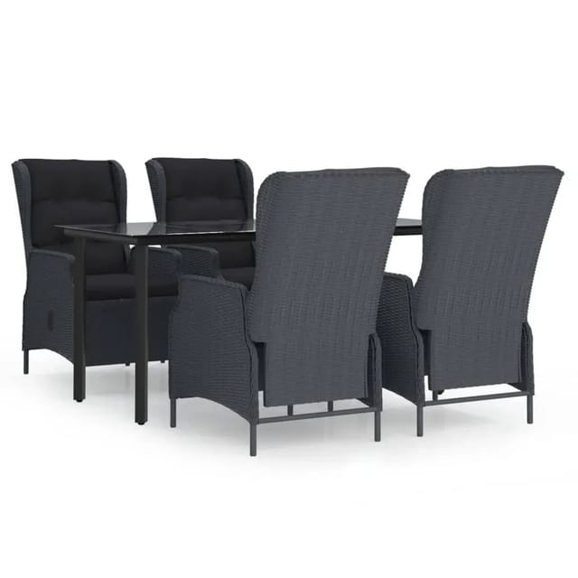vidaXL 5-Tlg Garten-Essgruppe Dunkelgrau Poly Rattan 3156790