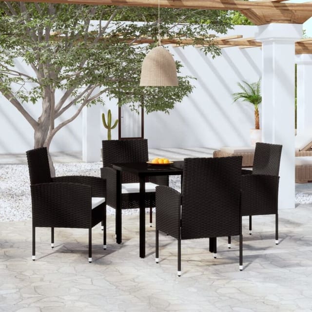 vidaXL 5-Tlg Garten-Essgruppe Schwarz 3099602