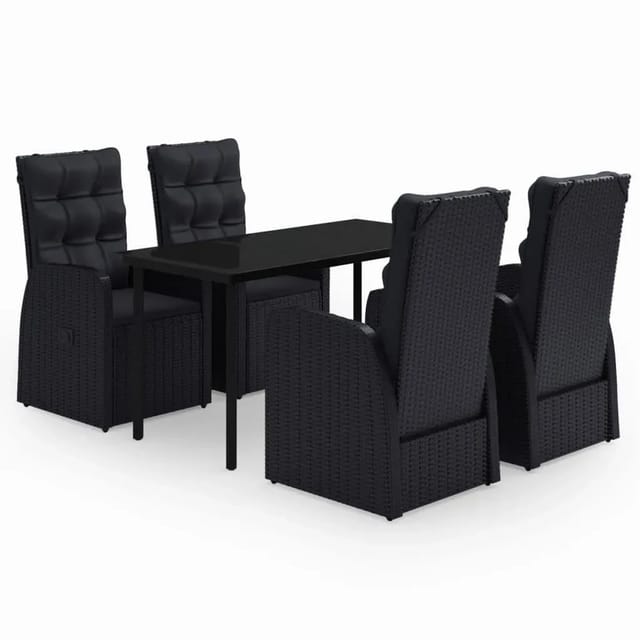 vidaXL 5-Tlg Garten-Essgruppe mit Kissen Schwarz 3099481