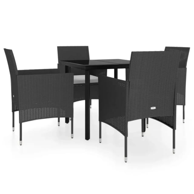 vidaXL 5-Tlg Garten-Essgruppe mit Kissen Schwarz 3099282