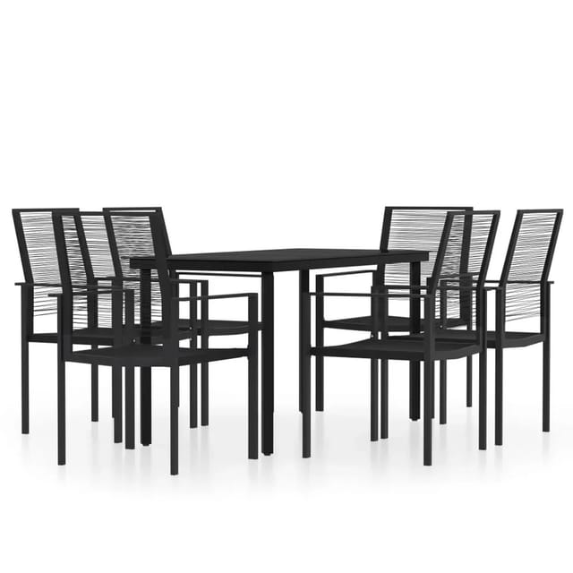 vidaXL 7-Tlg Garten-Essgruppe Schwarz 3099200