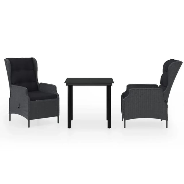 vidaXL 3-Tlg Garten-Essgruppe Dunkelgrau 3099637