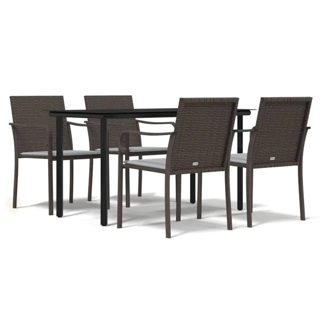 vidaXL 5-Tlg Garten-Essgruppe mit Kissen Poly Rattan und Stahl 3186957