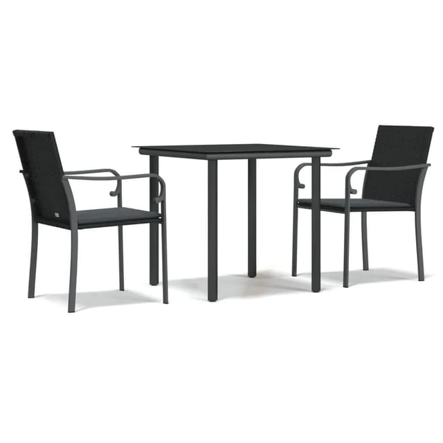 vidaXL 3-Tlg Garten-Essgruppe mit Kissen Poly Rattan und Stahl 3186955