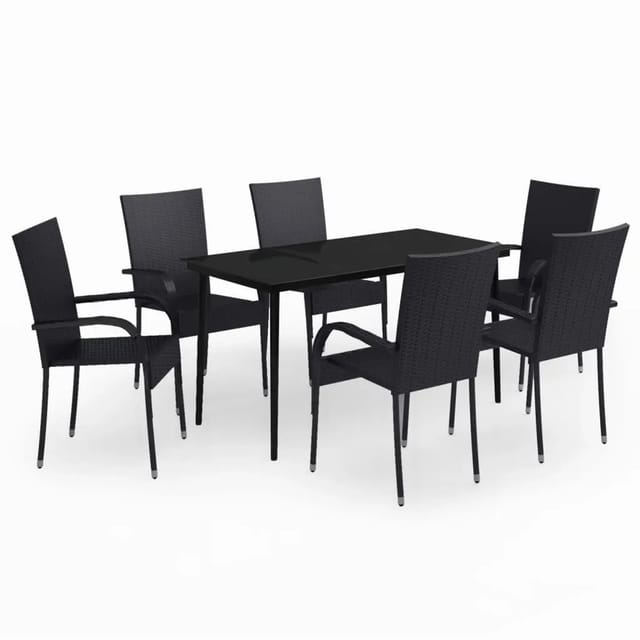 vidaXL 7-Tlg Garten-Essgruppe Schwarz 3099398