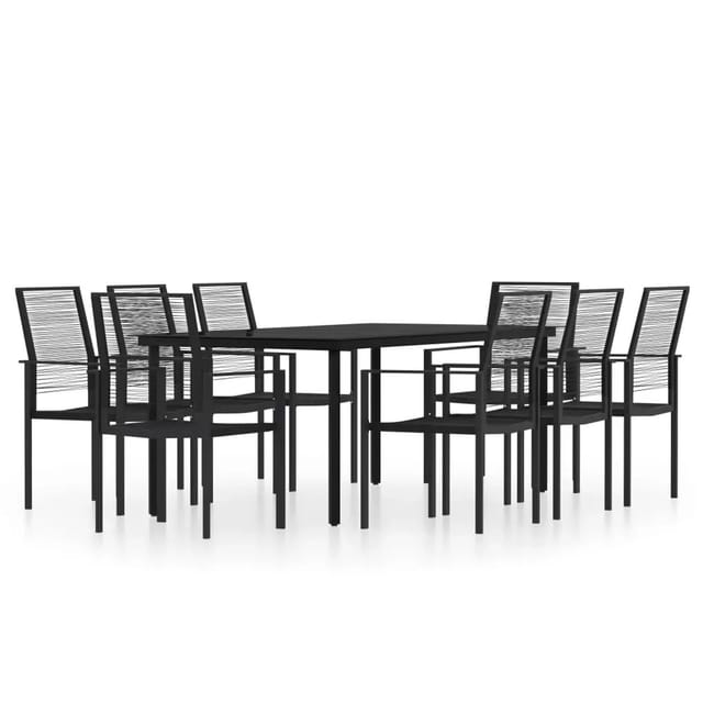 vidaXL 9-Tlg Garten-Essgruppe Schwarz 3099202