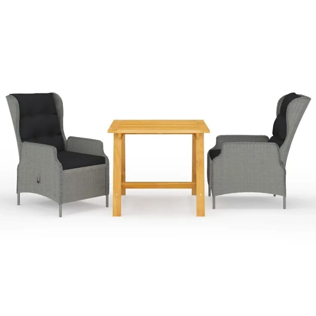 vidaXL 3-Tlg Garten-Essgruppe Hellgrau 3068726