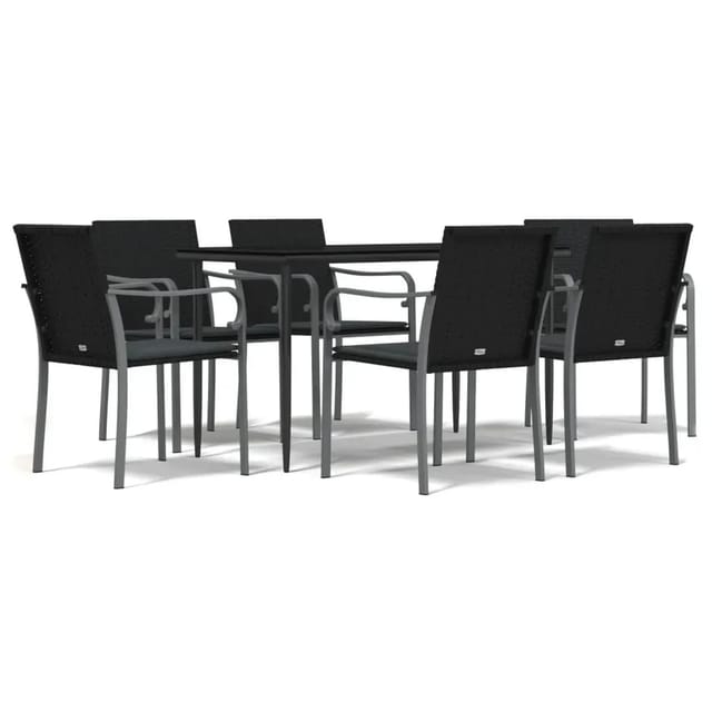 vidaXL 7-Tlg Garten-Essgruppe mit Kissen Poly Rattan und Stahl 3186948