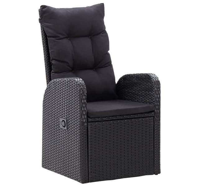 vidaXL 7-Tlg Garten-Essgruppe mit Kissen Schwarz 3099482