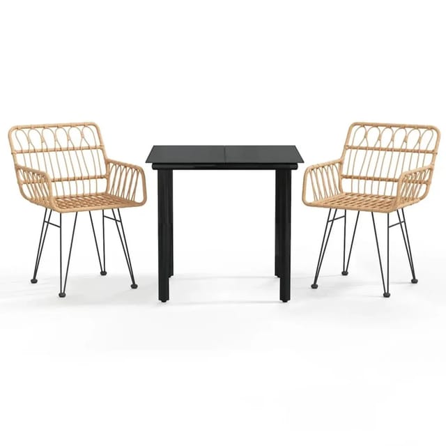 vidaXL 3-Tlg Garten-Essgruppe Poly Rattan 3157859