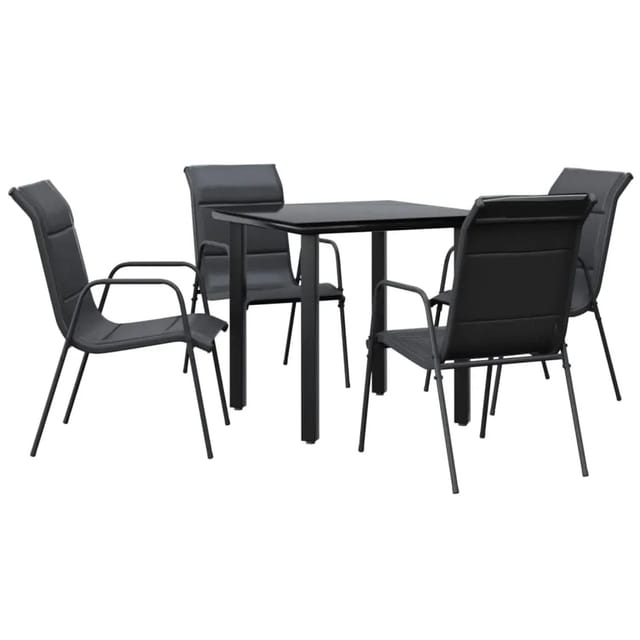 vidaXL 5-Tlg Garten-Essgruppe Schwarz Stahl und Textilene 3200711