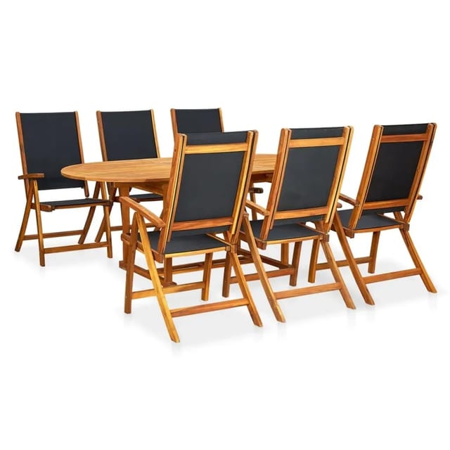 vidaXL 7-Tlg Garten-Essgruppe Massivholz Akazie 41749