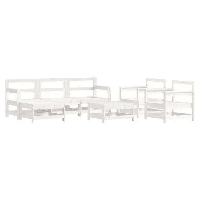 vidaXL 7-Tlg Garten-Lounge-Set Weiß Massivholz Kiefer 3186250