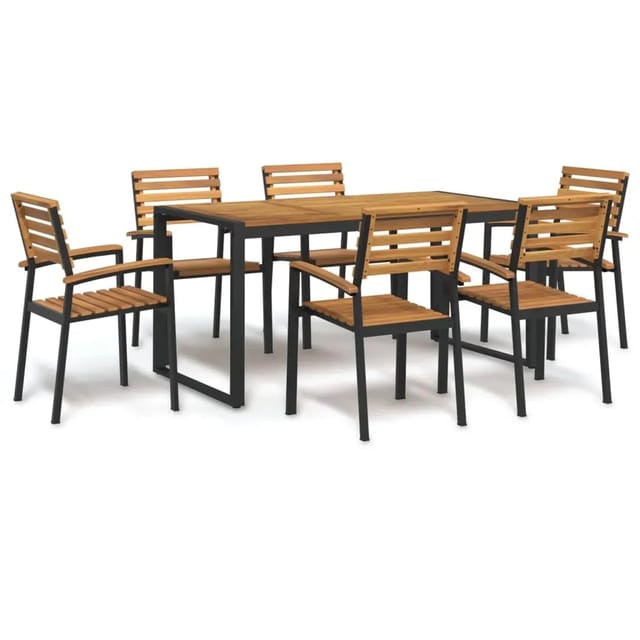 vidaXL 7-Tlg Garten-Essgruppe Massivholz Akazie und Metall 3155409