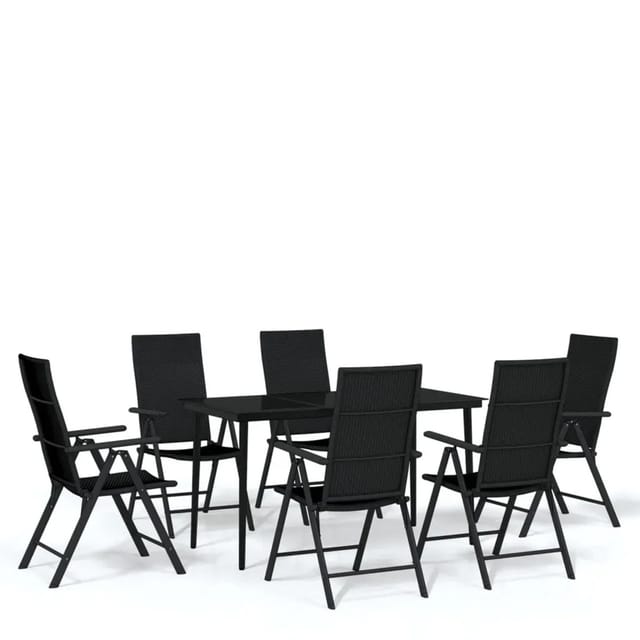 vidaXL 7-Tlg Garten-Essgruppe Schwarz 3099110