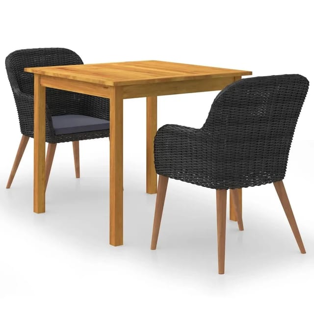 vidaXL 3-Tlg Garten-Essgruppe Schwarz 3067730