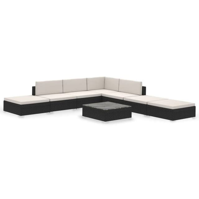 vidaXL 8-Tlg Garten-Lounge-Set mit Auflagen Poly Rattan Schwarz 41259