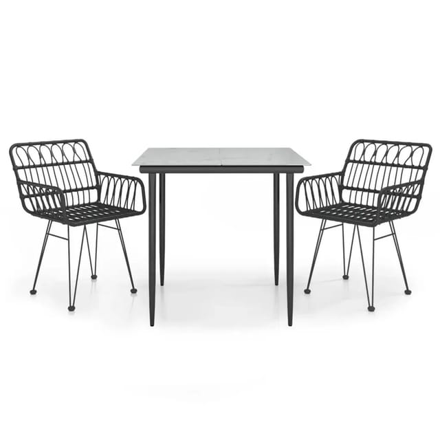 vidaXL 3-Tlg Garten-Essgruppe Schwarz Poly Rattan 3157852